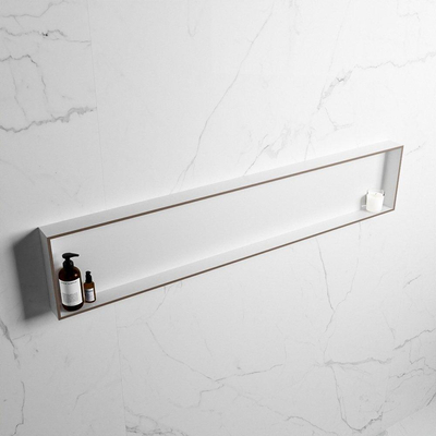 Mondiaz Easy nis 29.5x149.5x8cm voor Inbouw/opbouw 1 open vak Solid surface Talc/Smoke