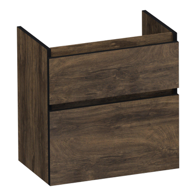BRAUER Delight Edge meuble sous-lavabo peu profond 60 2 tiroirs softclose - sans poignées - 1 découpe pour siphon - Grove