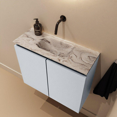MONDIAZ TURE-DLUX Meuble WC 60 cm Clay. Vasque EDEN Glace position milieu. Sans trou de robinet.