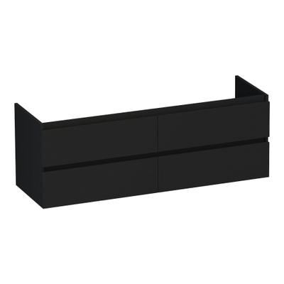 BRAUER Joy wastafelonderkast 140 4 softclose lades - greeploos - 2 sifon uitsparingen - mat zwart