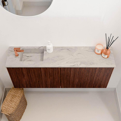 Mondiaz JOYA-DLUX 100cm toiletmeubel - kleur Ruby - Wastafel FAYE positie Links 1 kraangat kleur Glace.
