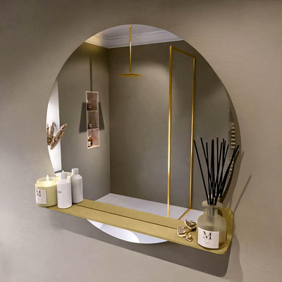 Mondiaz SPOT spiegel – Ø90 cm – met planchet – Oro (zand)
