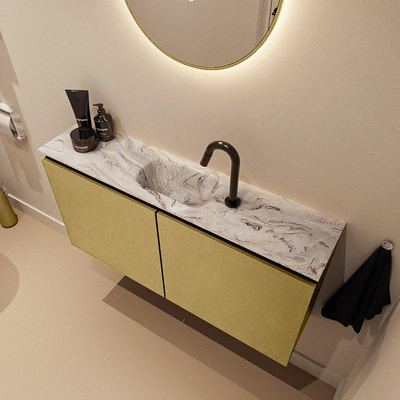MONDIAZ TURE-DLUX Meuble de toilette 100cm Oro. EDEN lavabo Glace position milieu. Avec 1 trou de robinet.
