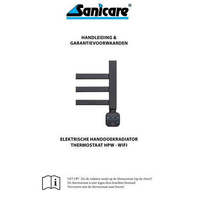 Sanicare HPW Denso Elektrische Radiator - 180x40cm - 948W - wifi - thermostaat - zwart - linksonder - mat wit