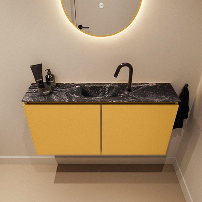 MONDIAZ TURE-DLUX Meuble toilette - 100cm - Ocher - EDEN - vasque Lava - position centrale - 1 trou de robinet