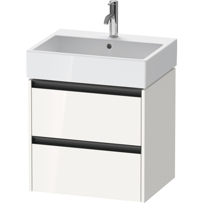 Duravit Ketho 2 meuble sous-lavabo - 2 tiroirs - 58.4x46x54.9cm - poignées anthracite - blanc brillant