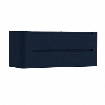 H&R Badmeubelen Juice Wastafelonderkast - 120x45x50cm - linkerhoek afgerond - 4 lades - geïntegreerde greep - blue oak