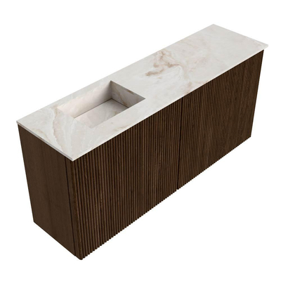 Mondiaz JOYA-DLUX 90cm meuble de toilette - couleur Walnut - Vasque FAYE position Gauche Sans trou de robinet couleur Frappe.