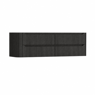 H&R Badmeubelen Juice Wastafelonderkast - 160x45x50cm - linkerhoek afgerond - 4 lades - geïntegreerde greep - basalt