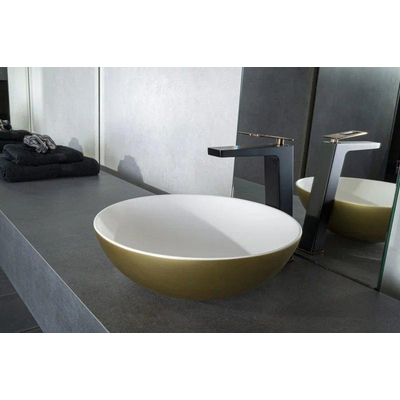 By Goof Waskom - opbouw - 38.5x13.8x38.5cm - Solid surface - Rond - Mat Goud