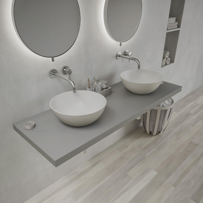 Ideavit Solidthin vasque à poser - 39x39x14.5cm - Solid surface - Ronde - Gris mat