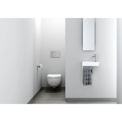 Clou Flush 3 lave-mains 36x18cm trou de robinet à droite avec porte-serviettes aluite Blanc mat