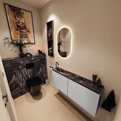 MONDIAZ TURE-DLUX 120cm toiletmeubel Plata. EDEN wastafel Lava positie links. Met 1 kraangat.