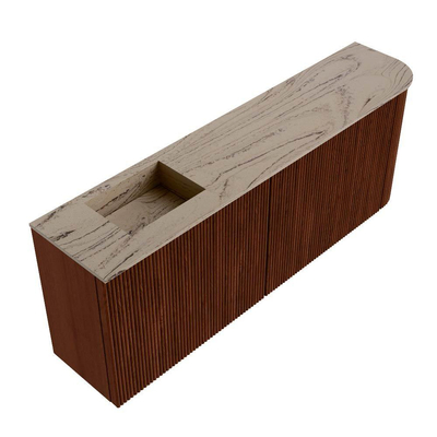 Mondiaz JOYA-DLUX 111.6cm toiletmeubel - ronding rechts kleur Ruby - Wastafel FAYE positie Links Zonder kraangat kleur Arena.
