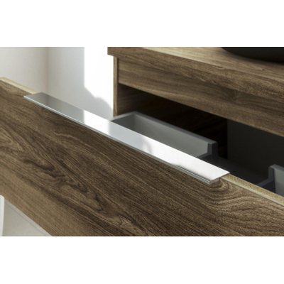 Thebalux Type Onderbouwkast - 120x45x50cm - 2 uitsparingen - opbouwgreep chroom - softclose lade - MDF/spaanderplaat/metaal oak grain