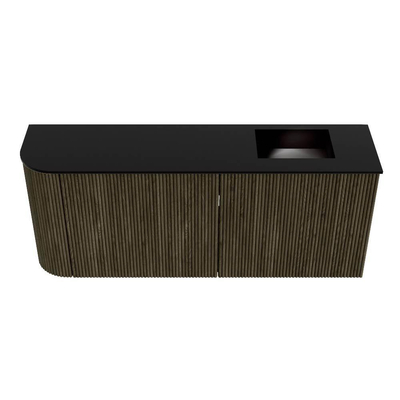 Mondiaz JOYA 101.6cm meuble de salle de bains - arrondi gauche couleur Shadow - Vasque FAYE position Droite Sans trou de robinet couleur Urban.