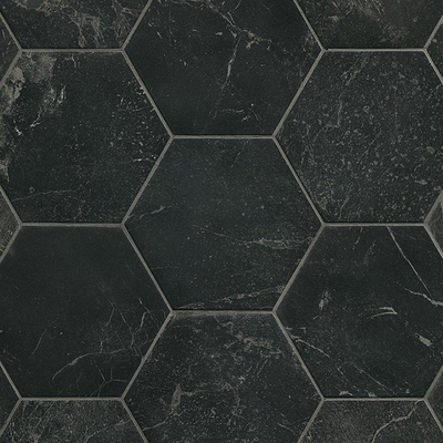 ÉCHANTILLON Terravito Fareno carreau mural et de sol - 21.6x25cm - 9mm - Hexagone - Aspect marbre - anthracite mat