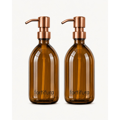 Fortifura Calvi Distributeur de savon - 500ml - lot de 2 - support - cuivre brossé