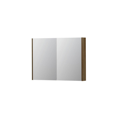 INK SPK2 Ash spiegelkast – 100x74x14 cm – 2 deuren, dubbelzijdige spiegeldeuren – Massief Eiken mat