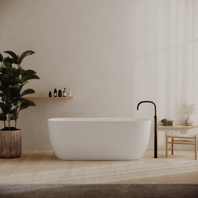 Ideavit Archtec Baignoire autoportante - 170x80x63cm - texture roche - trou de trop-plein - pieds réglables - blanc