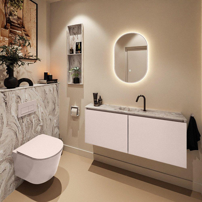 MONDIAZ TURE-DLUX Meuble toilette - 120cm - Rosee - EDEN - vasque Glace - position centrale - 1 trou de robinet