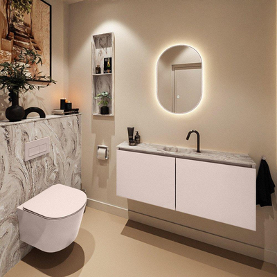 MONDIAZ TURE-DLUX Meuble WC 120 cm Rosee. Lavabo EDEN Glace position milieu. Avec 1 trou de robinet.