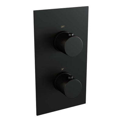 Brauer Black Edition inbouwthermostaat - met inbouwdeel - 2 gladde knoppen - mat zwart