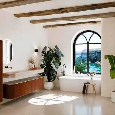 MONDIAZ THOR-DLUX 200cm meuble de salle de bains arrondi gauche + droite couleur Ruby avec 2 tiroirs et 2 portes. Vasque suspendue CLOUD Gauche sans trou de robinet couleur Saba.