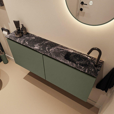 MONDIAZ TURE-DLUX meuble WC 120cm Army. Lavabo EDEN Lava position à droite. Avec 1 trou de robinet.