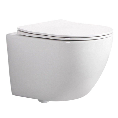 QeramiQ Dely Swirl Compact Toiletset - inbouwreservoir QeramiQ flush - slim zitting - kunststof bedieningsplaat mat antraciet - rechthoekige knoppen - glans wit