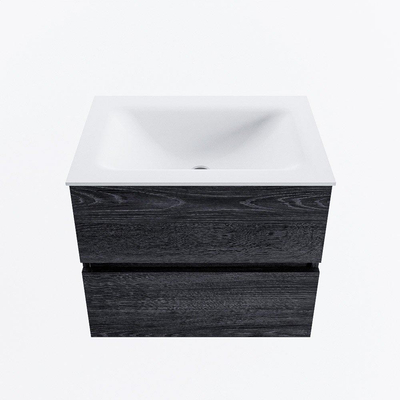 Mondiaz VICA ensemble de meuble de salle de bain - 60cm - meuble sous-vasque Anthracite - 2 tiroirs - lavabo cloud milieu - sans trous de robinet - version haute de 60cm - talc