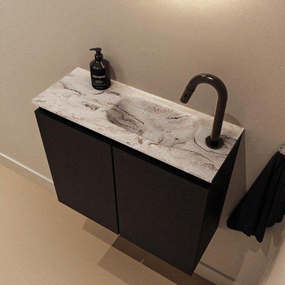 MONDIAZ TURE-DLUX 60cm toiletmeubel Urban. EDEN wastafel Glace positie rechts. Met 1 kraangat.