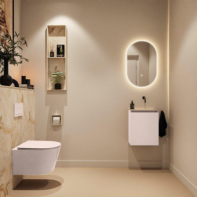 MONDIAZ TURE-DLUX Meuble de toilettes 40 cm Rosee. EDEN lavabo Frappe position droite. Sans trou de robinet.