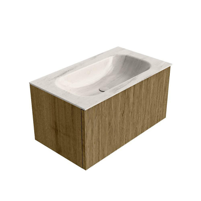MONDIAZ KURVE-DLUX Meuble de salle de bains 80cm couleur Dusk avec 1 tiroir et 0 porte. Lavabo BIG SMALL Milieu sans trou de robinet Meli.