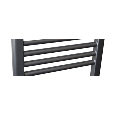 Sanicare Elektrische Radiator - 111.8x45cm - 596W - design - thermostaat - chroom - rechtsonder - gunmetal (antraciet) OUTLETSTORE