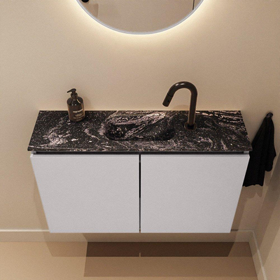 MONDIAZ TURE-DLUX Meuble de WC 80 cm Cale. EDEN lavabo Lava position milieu. Avec 1 trou de robinet.