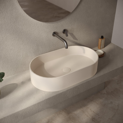 Ideavit Solidthin-60 Opbouw wastafel - 60x35x13 - solid surface - crème mat