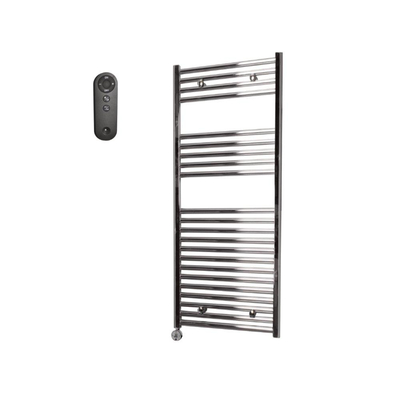 Sanicare HVS Elektrische Radiator - 111.8x60cm - 533W - met afstandsbediening - thermostaat - chroom - linksonder - chroom