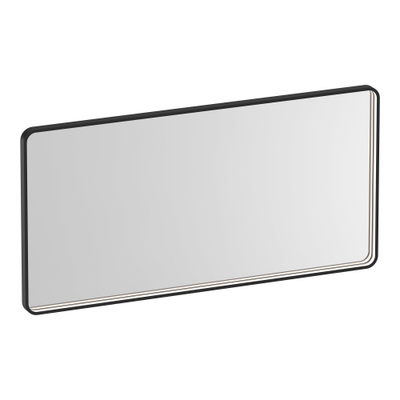 Brauer Sapphire Miroir - 120x60x4.5cm - rectangulaire arrondi - cadre en noir mat - éclairage LED direct réglable - télécommande