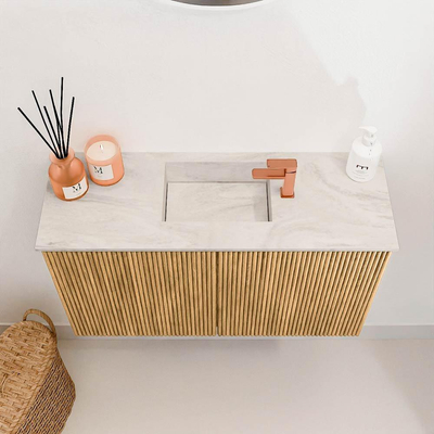 Mondiaz JOYA-DLUX Meuble de salle de bains 70cm - couleur Oak - Vasque FAYE position Milieu 1 trou de robinet couleur Ostra.