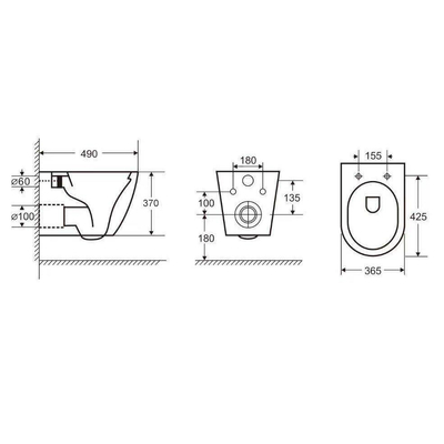 Best Design Morrano Compact WC suspendu Sans rebord de rinçage 49cm incl siège softclose blanc mat