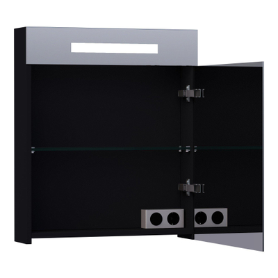 BRAUER Promise Deluxe spiegelkast – 59x70x15 cm – directe LED – rechtsdraaiende – Zwart mat