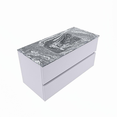 Mondiaz VICA-DLUX Ensemble de meuble de salle de bain - 100cm - meuble sous-vasque cale - 2 tiroirs - lavabo encastrée cloud milieu - sans trous de robinet - version haute de 60cm - lave