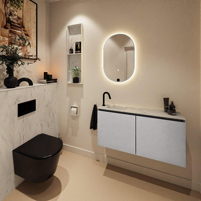 MONDIAZ TURE-DLUX Meuble de toilettes 100cm Plata. Lavabo EDEN Opalo position gauche. Avec 1 trou de robinet.