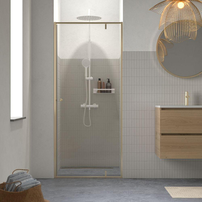 Sealskin Contour Draaideur voor nis 90x200cm 6mm helder veiligheidsglas met antikalklaag Goud geborsteld