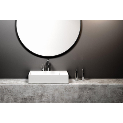 Clou Flush wastafel 60x42cm 5 voorbewerkte kraangaten aluite Wit mat