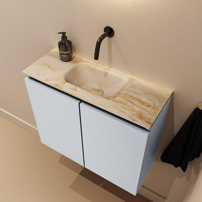 MONDIAZ TURE-DLUX Meuble toilette - 60cm - Clay - EDEN - vasque Frappe - position centrale - sans trou de robinet