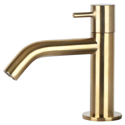 Differnz Ravo ensemble lave-mains - 38,5x18,5x9cm - Rectangulaire - 1 trou de robinet - robinet courbé or mat - béton gris foncé