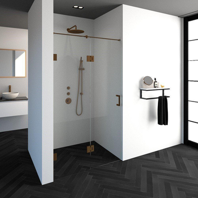 BRAUER Créer porte de douche 120x200cm 2 pièces sans cadre avec anti-calcaire et verre de sécurité 8mm cuivre