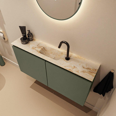 MONDIAZ TURE-DLUX 100cm toiletmeubel Army. EDEN wastafel Frappe positie midden. Met 1 kraangat.